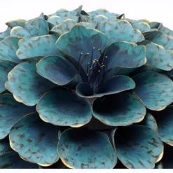 LuxenHome 23.5" Round Teal Blue Flower Metal Wall Decor Art 20 LuxenHome 23.5" Round Teal Blue Flower Metal Wall Decor Art -Garden GUEST 297e684e a28b 462a a8ad 5200de986e15