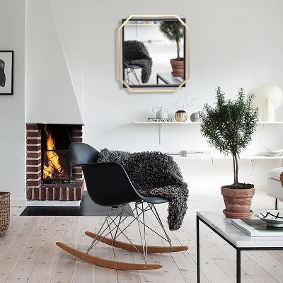 LuxenHome Gold And Black Metal Floating Frame Wall Accent Mirror Vanity Mirror 8 LuxenHome Gold And Black Metal Floating Frame Wall Accent Mirror Vanity Mirror - Image 6