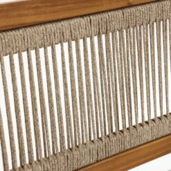 LuxenHome Outdoor Acacia Wood Rope Back Loveseat With Cushions And Coffee Table Set -Garden GUEST 29d49c04 e60f 4e33 949e be0f2bda4490