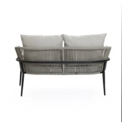 LuxenHome Outdoor Aluminum With PE Rope Loveseat Sofa With Cushions And Coffee Table Set -Garden GUEST 2a4957f9 bf1b 418a b317 949ff070871e