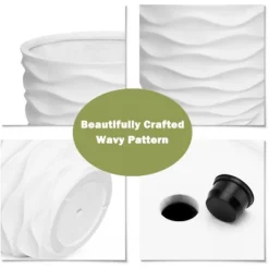 LuxenHome Decorative White Planter – Round MgO Pot With Wavy Texture For Indoor/Outdoor Plants 16 LuxenHome Decorative White Planter – Round MgO Pot With Wavy Texture For Indoor/Outdoor Plants -Garden GUEST 2a496b32 f384 4da2 b2ce 1e1ed636afc2