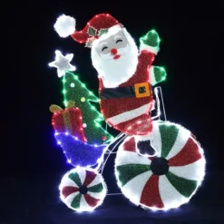 LuxenHome Santa On Peppermint Bike Lighted Holiday Decoration Multi-Color -Garden GUEST 2a87b442 3e07 44a5 90de 1243148cc0fc