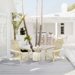 LuxenHome Unfinished Hemlock Wood Outdoor Adirondack Chair -Garden GUEST 2a893260 bff3 4fda 9547 87333d450aab