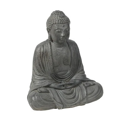 LuxenHome 17" H Gray MgO Meditating Buddha Garden Outdoor Statue 7 LuxenHome 17" H Gray MgO Meditating Buddha Garden Outdoor Statue - Image 5