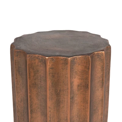 LuxenHome Weathered Copper Cement Indoor Outdoor Round Side Table 6 LuxenHome Weathered Copper Cement Indoor Outdoor Round Side Table - Image 4