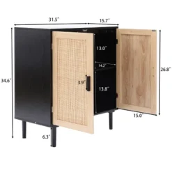 LuxenHome Black And Brown Wood 2-Door Storage Cabinet. -Garden GUEST 2b06e7e4 8044 47a5 88f4 8e4519ff17f0