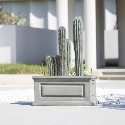 LuxenHome Gray MgO Rectangular Box Flower Pot Planter 6 LuxenHome Gray MgO Rectangular Box Flower Pot Planter - Image 4