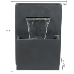 LuxenHome 32" H Resin Modern Waterfall Outdoor Fountain With Planter, Outdoor Water Fountain Indoor And Outdoor Use Gray 14 LuxenHome 32" H Resin Modern Waterfall Outdoor Fountain With Planter, Outdoor Water Fountain Indoor And Outdoor Use Gray -Garden GUEST 2d058f8d 21fb 4d26 845e 68d0bc878707