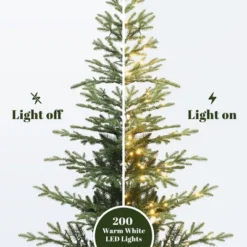LuxenHome 5.5Ft Pre-Lit Artificial Fir Christmas Tree, Realistic Green Branches & Decorative Planter -Garden GUEST 2db4c41c e90d 4f24 a81c 399350e45ad8