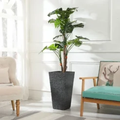 LuxenHome Gray MgO Tall Tapered Square Planter 11 LuxenHome Gray MgO Tall Tapered Square Planter -Garden GUEST 2e2a3e29 9665 469a 9d56 88b1ada1422a