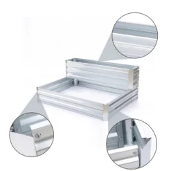 LuxenHome 2-Tier Rectangular Galvanized Steel Raised Garden Bed Planter -Garden GUEST 2eda4827 8b69 4f44 880a 69ca8ce97648