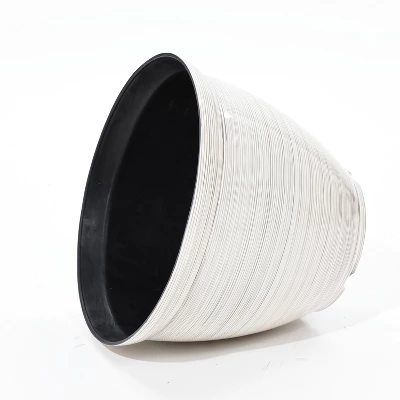 LuxenHome Ivory White Bell Round Recyled Plastic Planter Off-White 5 LuxenHome Ivory White Bell Round Recyled Plastic Planter Off-White - Image 3