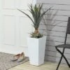 LuxenHome Square Tapered 18.5" H House Planters, Indoor & Outdoor White