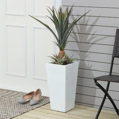 LuxenHome Square Tapered 18.5" H House Planters, Indoor & Outdoor White 3 LuxenHome Square Tapered 18.5" H House Planters, Indoor & Outdoor White