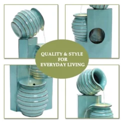 LuxenHome 30" Tall Aqua Blue Outdoor Water Fountain With LED Lights, Cascading Resin Garden Fountain With Ceramic Like Glaze 18 LuxenHome 30" Tall Aqua Blue Outdoor Water Fountain With LED Lights, Cascading Resin Garden Fountain With Ceramic Like Glaze -Garden GUEST 30060379 6058 455b a10c 7f652fe42417