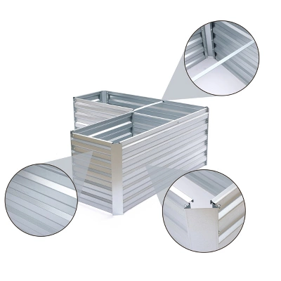 LuxenHome L-Shaped Galvanized Steel Raised Garden Bed Planter 8 LuxenHome L-Shaped Galvanized Steel Raised Garden Bed Planter - Image 6