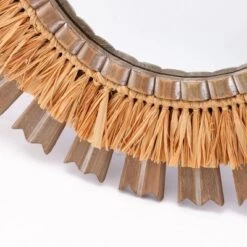 LuxenHome 24" Round Boho Style Raffia Accent Wall Mirror Wall Decor Home Decor -Garden GUEST 30b02eb4 f1f0 44a8 a71e 8bfb1ff967af