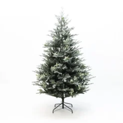 LuxenHome 7Ft Pre-Lit Green Artificial Fir Christmas Tree With Mistletoe Decorations And Metal Stand -Garden GUEST 3247e29e 817c 4872 b731 9ebb43dcd279