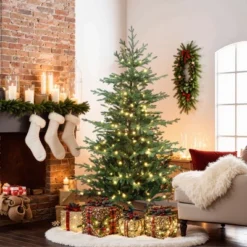 LuxenHome 6Ft Pre-Lit Artificial Fir Christmas Tree, Green Branches With Warm Lights & Metal Stand 16 LuxenHome 6Ft Pre-Lit Artificial Fir Christmas Tree, Green Branches With Warm Lights & Metal Stand -Garden GUEST 335625f4 2bc1 4320 a39d f33a3b5baea9