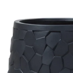 LuxenHome Round Black Geometric Planter – Indoor/Outdoor MgO Pot With Drainage Plug 16 LuxenHome Round Black Geometric Planter – Indoor/Outdoor MgO Pot With Drainage Plug -Garden GUEST 34286068 4b5d 4d37 90ab 05130e06a83f