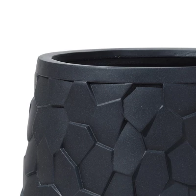 LuxenHome Round Black Geometric Planter – Indoor/Outdoor MgO Pot With Drainage Plug 7 LuxenHome Round Black Geometric Planter – Indoor/Outdoor MgO Pot With Drainage Plug - Image 5