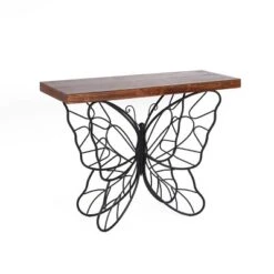 LuxenHome Wood Top Metal Butterfly Accent Console And Entry Table -Garden GUEST 3492257c 3f64 4be1 8bbf 39670135e961