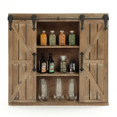 LuxenHome Farmhouse Wood Sliding 2-Door Wall Storage Cabinet 6 LuxenHome Farmhouse Wood Sliding 2-Door Wall Storage Cabinet - Image 4