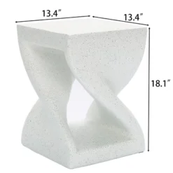 LuxenHome Speckled White MgO Square Twisted Side Table 14 LuxenHome Speckled White MgO Square Twisted Side Table -Garden GUEST 36023182 6b3e 4f5d aa99 25f89546bfe4