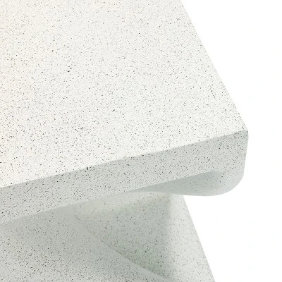 LuxenHome Speckled White MgO Square Twisted Side Table 11 LuxenHome Speckled White MgO Square Twisted Side Table - Image 9
