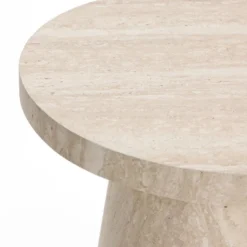 LuxenHome Stone Pattern Manufactured Wood 19.7-Inch Tall Round End And Side Table Beige -Garden GUEST 3713dc78 f84d 4df4 860f c6756d8960f1