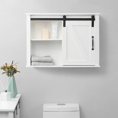 LuxenHome Farmhouse White MDF Bathroom Wall Cabinet 3 LuxenHome Farmhouse White MDF Bathroom Wall Cabinet