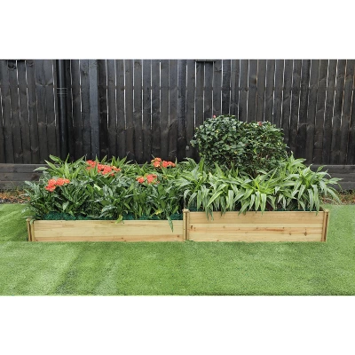 LuxenHome All Wood Two Sections Outdoor Raised Garden Bed Brown 3 LuxenHome All Wood Two Sections Outdoor Raised Garden Bed Brown