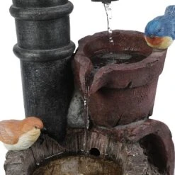 LuxenHome Resin Farmhouse Barrel And Water Pump Outdoor Fountain -Garden GUEST 38ce4102 35ca 45e3 a4fa 720b726b6f27