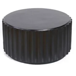 LuxenHome Black Cement 27.5" Round Coffee Table -Garden GUEST 3905beda 2a12 42b2 a2b9 9a533fb30734