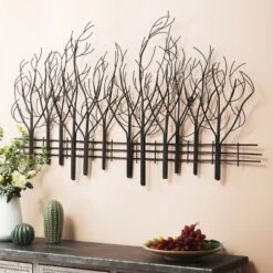 LuxenHome Snowy Black Metal Field Of Trees Wall Art -Garden GUEST 395c3ba0 033a 4ca1 9cb7 fb4a04995b2d