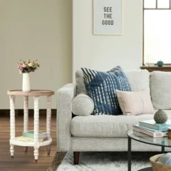 LuxenHome White And Natural Wood Round Accent Side Table With Storage. 12 LuxenHome White And Natural Wood Round Accent Side Table With Storage. -Garden GUEST 39d68126 5417 4fd5 b7f2 1df0d66cef11