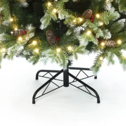 LuxenHome 6Ft Pre-Lit Green Full Artificial Christmas Tree With Red Berries And Metal Stand 17 LuxenHome 6Ft Pre-Lit Green Full Artificial Christmas Tree With Red Berries And Metal Stand -Garden GUEST 39def148 a3c6 43c0 814f e88df9e5276c