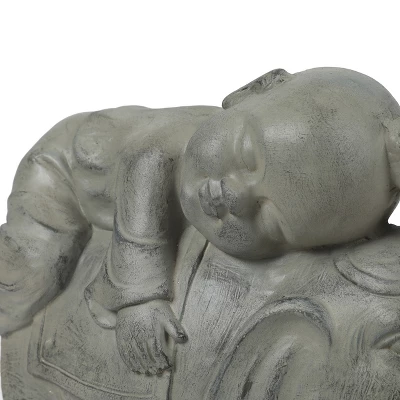 LuxenHome 14.5" Gray MgO Buddha Monk And Elephant Garden Statue 6 LuxenHome 14.5" Gray MgO Buddha Monk And Elephant Garden Statue - Image 4