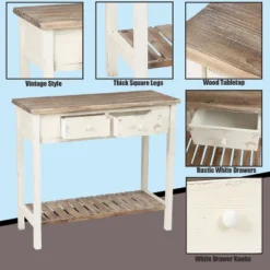 LuxenHome Distressed White And Wood 2-Drawer 1-Shelf Console Table And Entry Table 20 LuxenHome Distressed White And Wood 2-Drawer 1-Shelf Console Table And Entry Table -Garden GUEST 3a543ded c379 4b35 a4f7 59a3fac3087e