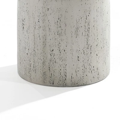 LuxenHome Rustic Outdoor Side Table, 20" Concrete End Tables For Patio,Off White And Gray Weathered Round Table,Decorative Garden Stool Off-White 8 LuxenHome Rustic Outdoor Side Table, 20" Concrete End Tables For Patio,Off White And Gray Weathered Round Table,Decorative Garden Stool Off-White - Image 6