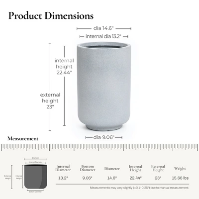 LuxenHome Concrete-Look Planter – Gray Round MgO Pot With Drainage Hole 4 LuxenHome Concrete-Look Planter – Gray Round MgO Pot With Drainage Hole - Image 2