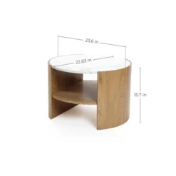 LuxenHome Natural Finish Manufactured Wood 23.6-Inch Round Coffee Table With Faux Marble Top Brown 15 LuxenHome Natural Finish Manufactured Wood 23.6-Inch Round Coffee Table With Faux Marble Top Brown -Garden GUEST 3bd8cac8 35c8 4b81 b82f 4a27e26a5d3b