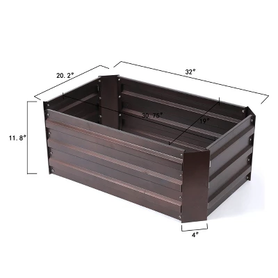 LuxenHome Brown Metal 32" X 20.2" Rectangular Garden Bed 8 LuxenHome Brown Metal 32" X 20.2" Rectangular Garden Bed - Image 6