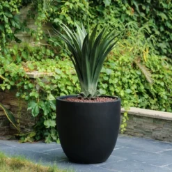 LuxenHome 17.2" Round Tapered Black Planter, Magnesium Oxide Pot For Indoor/Outdoor Use 16 LuxenHome 17.2" Round Tapered Black Planter, Magnesium Oxide Pot For Indoor/Outdoor Use -Garden GUEST 3c24028d ef3b 496e a16b 02376fab24ad