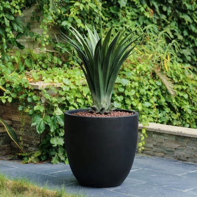 LuxenHome 17.2" Round Tapered Black Planter, Magnesium Oxide Pot For Indoor/Outdoor Use 7 LuxenHome 17.2" Round Tapered Black Planter, Magnesium Oxide Pot For Indoor/Outdoor Use - Image 5