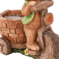 LuxenHome Brown Bunny On A Bicycle MgO Planter -Garden GUEST 3c727eae 6aea 4b6d b137 8ca61720caf4