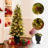 LuxenHome 4.5Ft Pre-Lit Artificial Pine Christmas Tree With Pinecones And Black Urn Planter Pot Green -Garden GUEST 3db1a6d8 a54a 499a ac56 4b37c8e63917