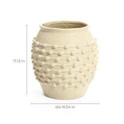 LuxenHome Coastal Beige Mgo 16.5-Inch Round Planter 14 LuxenHome Coastal Beige Mgo 16.5-Inch Round Planter -Garden GUEST 3ddb6faa 466c 4516 8dd3 4b0dfc15fb26