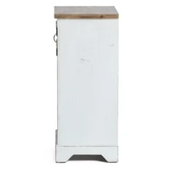 LuxenHome White And Natural Wood 2-Door Wine Cabinet -Garden GUEST 3e127ee5 7fc9 4d1a 95bd f1f03554ccd0