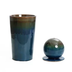 LuxenHome 30" Ceramic Outdoor Water Fountain, Glazed Blue Bubbling Sphere Garden Water Fountain Outdoor And Indoor -Garden GUEST 3e4ed2fe 1ebd 4eea 8167 356c61d4b073